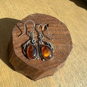 Amber Sterling Silver Earrings